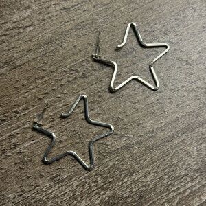 Silver Star Hoop Earrings
